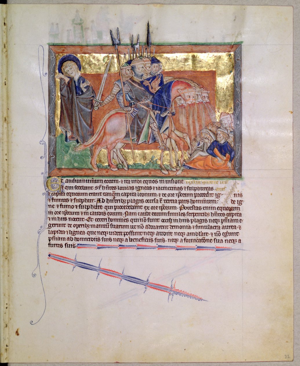 Armee der Reiter, aus der Gulbenkian-Apokalypse, ca. 1256-70 von English School