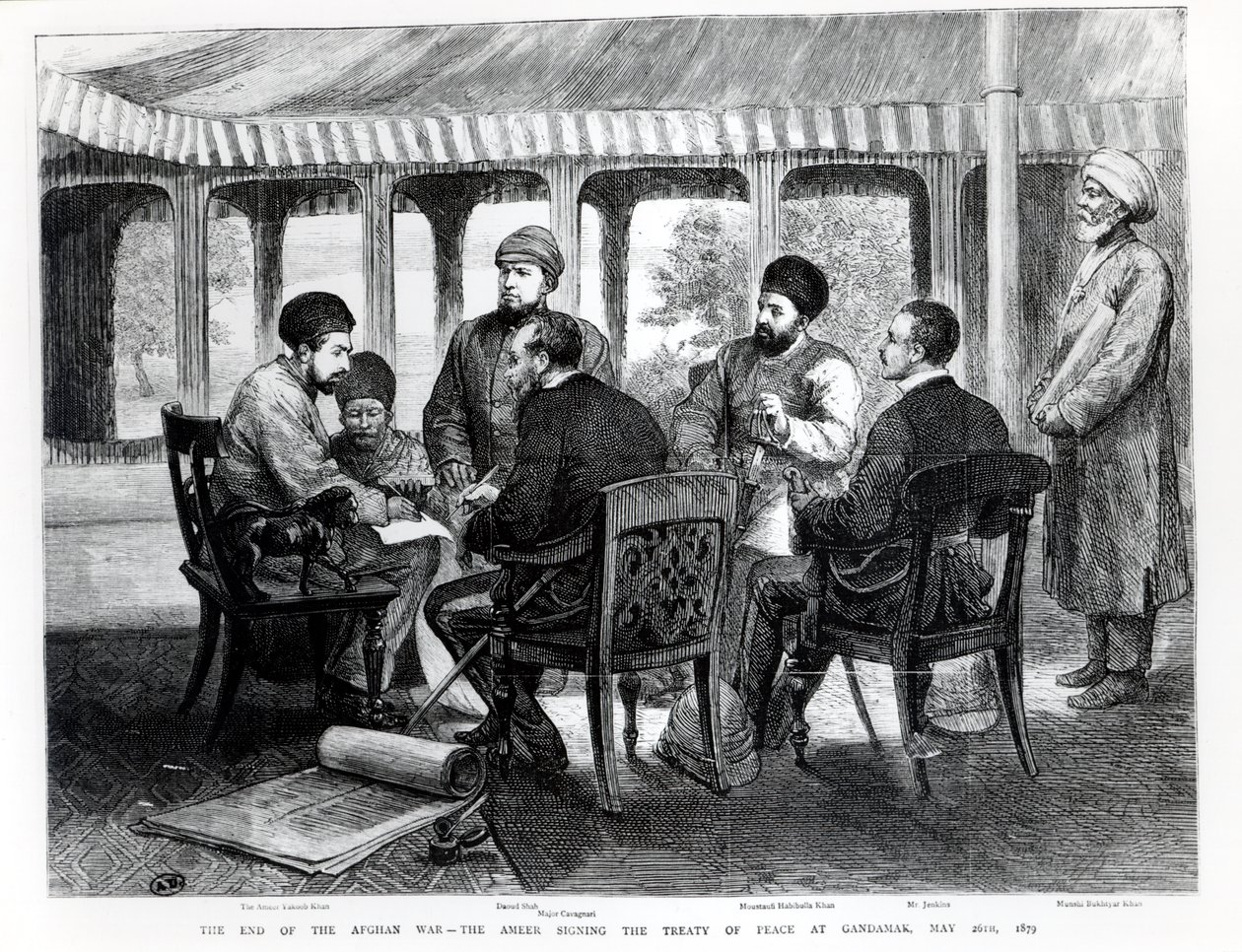 Muhammad Yaqub Khan (1849-1923) unterzeichnet den Friedensvertrag in Gundamak am 26. Mai 1879 von English School