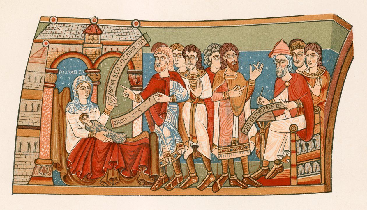 Benennung von Johannes dem Täufer (Farblithografie) von English School