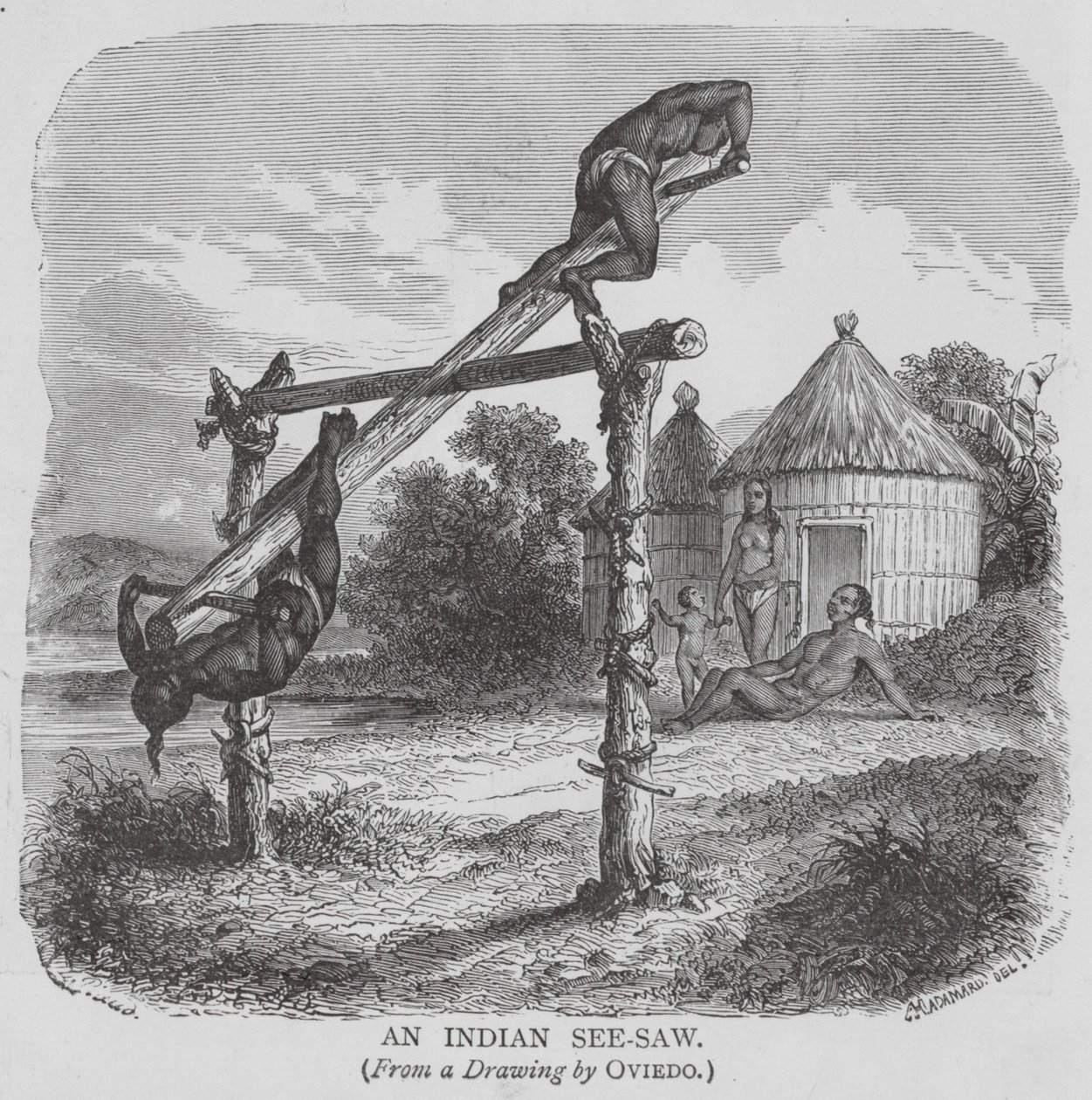 Indianische Wippe (Gravur) von English School