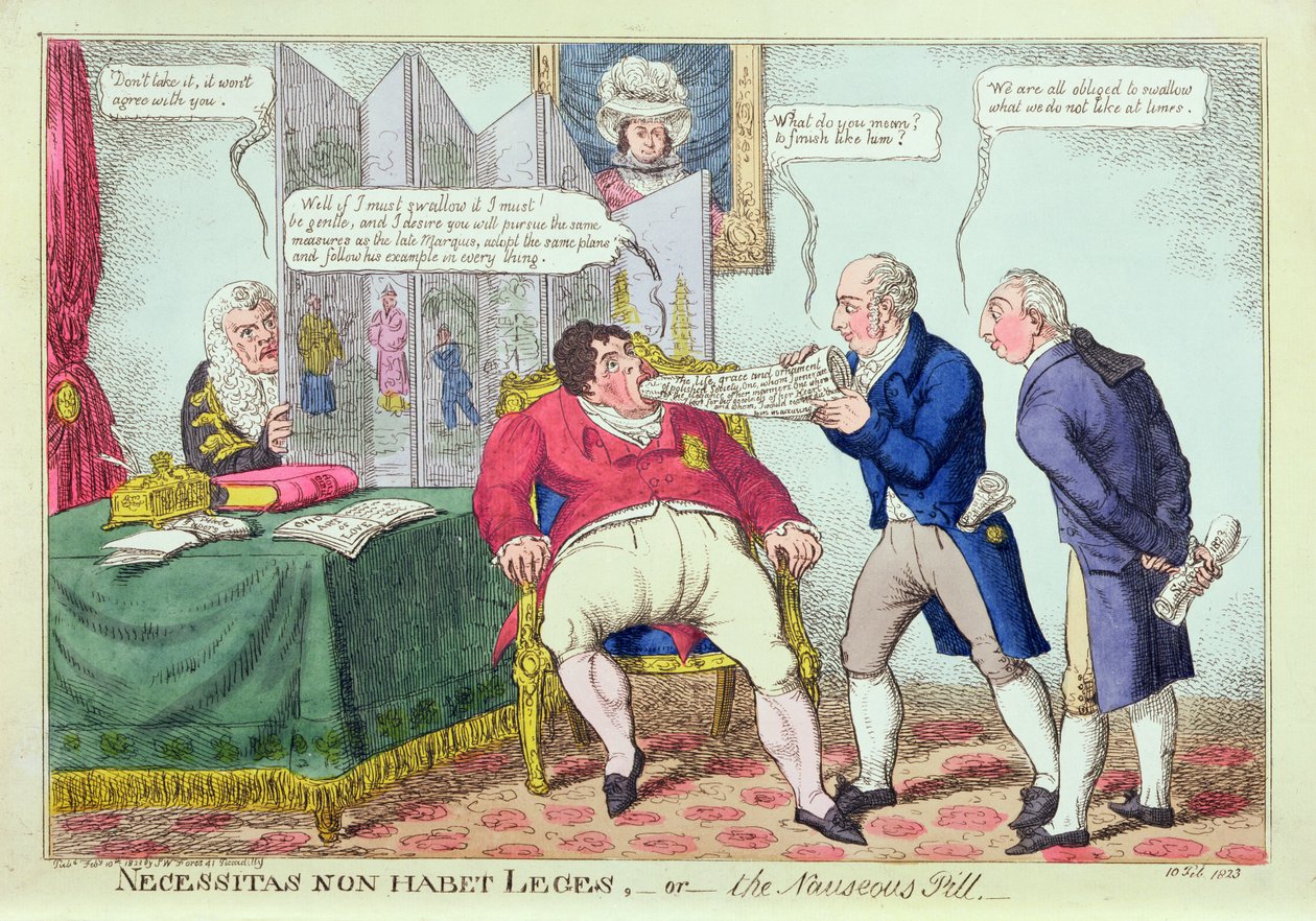 Necessitas Non Habet Leges, oder die Übelkeitspille, 1823 von English School