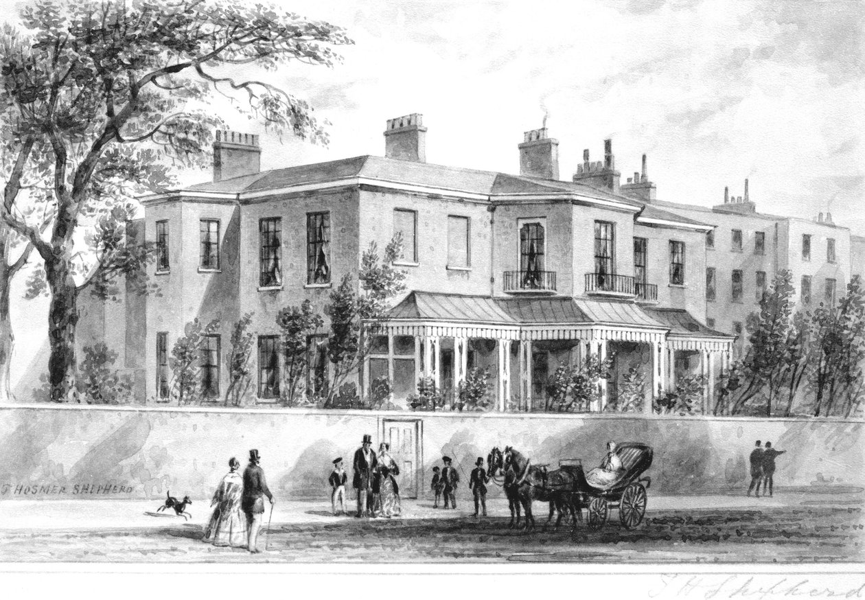 Nordwestansicht von Camelford House, 1850 von English School