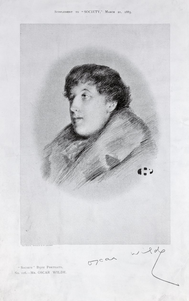 Oscar Wilde, ein Bijou-Porträt, aus Society von English School