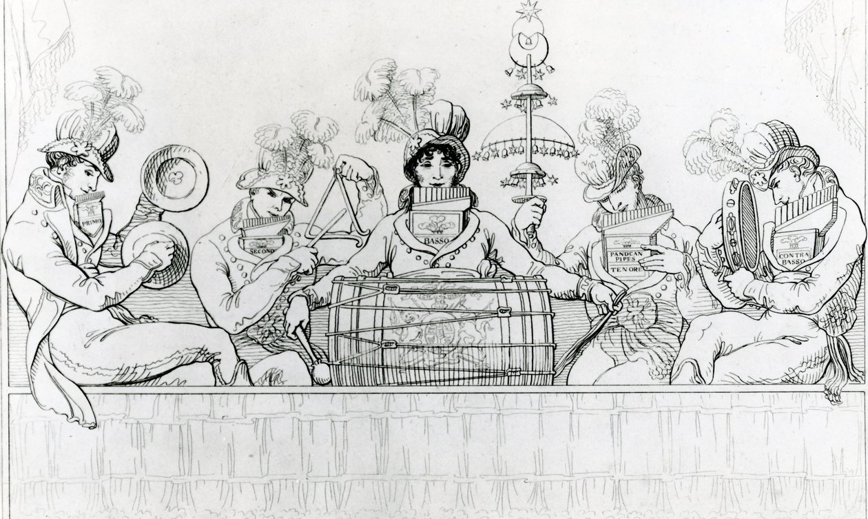 Padeanische Minnesänger bei einem Auftritt in den Vauxhall Gardens, London von English School