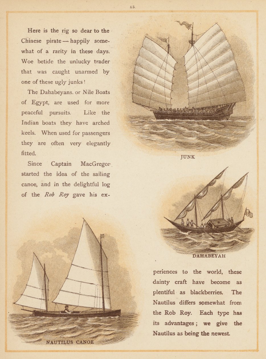 Seite aus Die Boote der Welt, spätes 19. Jahrhundert (Farblithografie) von English School