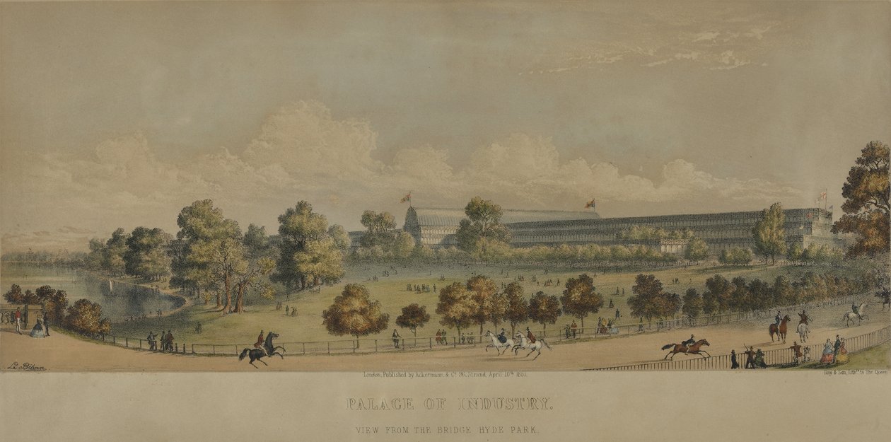 Palast der Industrie; Blick von der Brücke, Hyde Park, 1851 von English School
