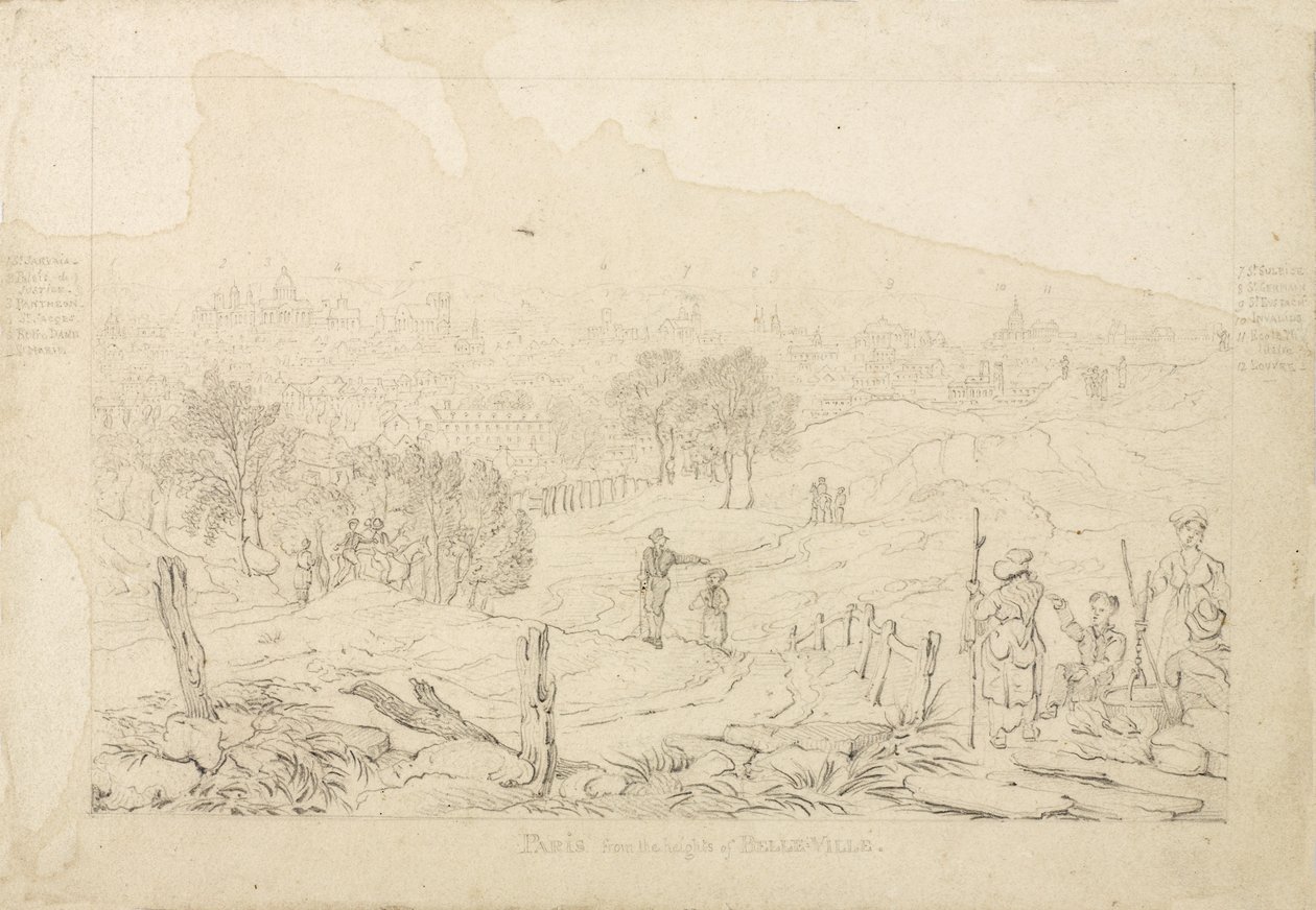 Paris von den Höhen von Belle Ville, 1815 von English School