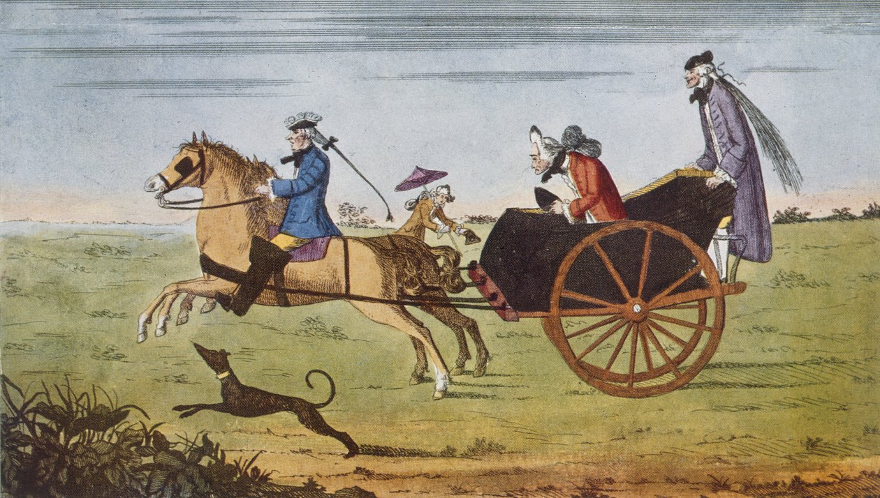Passagier in einer pferdegezogenen Kutsche, 