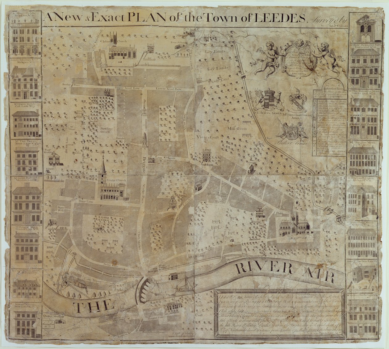 Plan von Leeds, vermessen von John Cossins, ca. 1730 von English School