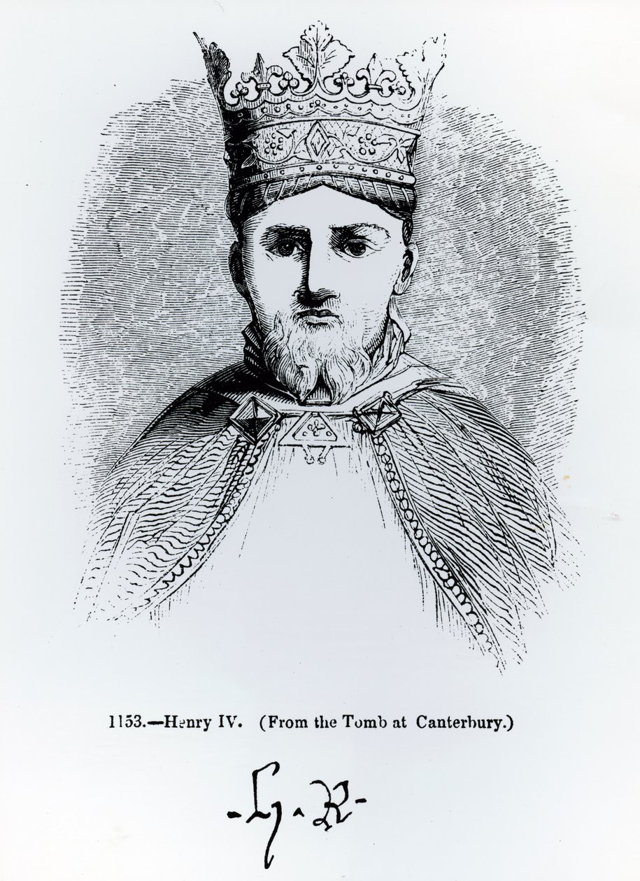 Porträt und Unterschrift von Heinrich IV. (1366-1413) von English School