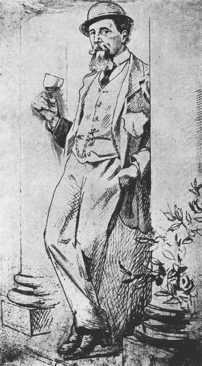 Porträt von Charles Dickens (1812-70), aus Drinking with Dickens geschrieben von Cedric Charles Dickens von English School
