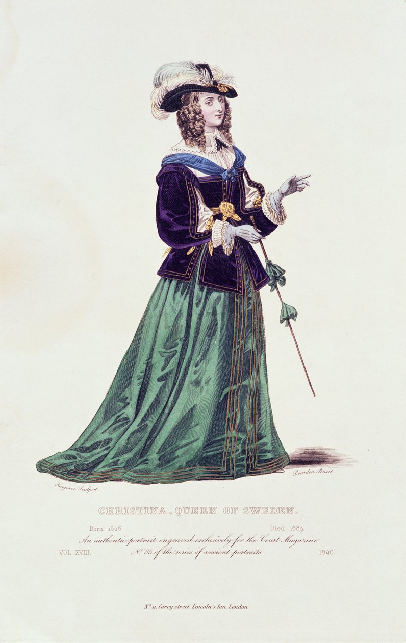 Porträt von Christina, Königin von Schweden (1626-1689) von English School