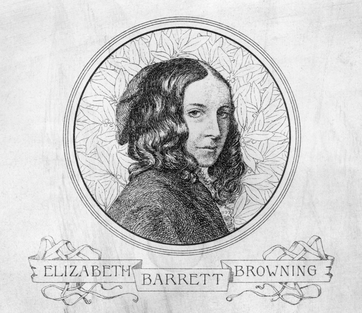 Porträt von Elizabeth Barrett Browning (1806-61) von English School