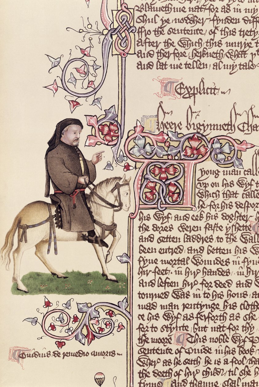 Porträt von Geoffrey Chaucer, Faksimile aus den Canterbury Tales von Geoffrey Chaucer von English School