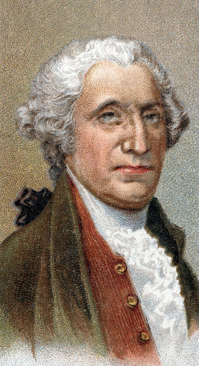 Porträt von George Washington (1732-1799), amerikanischer Politiker und Militärführer, erster Präsident der Vereinigten Staaten von Amerika - Aus der Serie „Leaders of Men“ - Chromolithographie - Englische Schule, 20. Jahrhundert - von English School