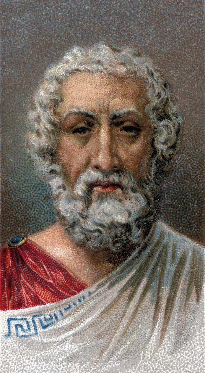 Porträt von Homer (9.-8. Jahrhundert v. Chr.), griechischer Dichter - Aus der Serie „Leaders of Men“ von English School