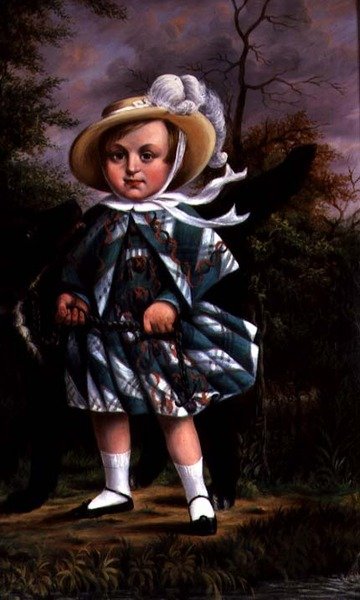 Porträt eines Kindes mit einem schwarzen Hund, ca. 1830 von English School