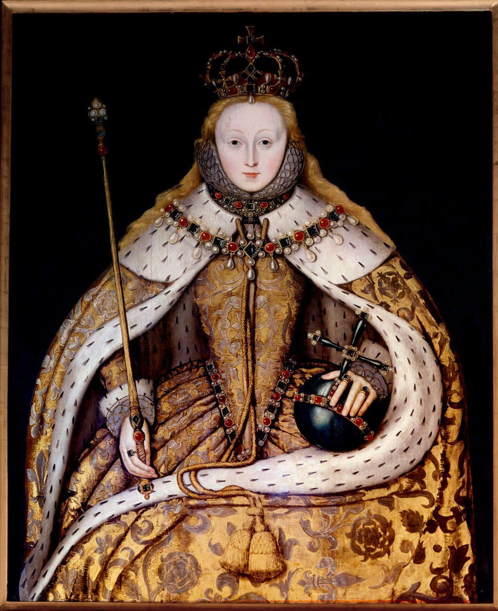 Porträt von Königin Elisabeth I. in Krönungsrobe, ca. 1600 von English School