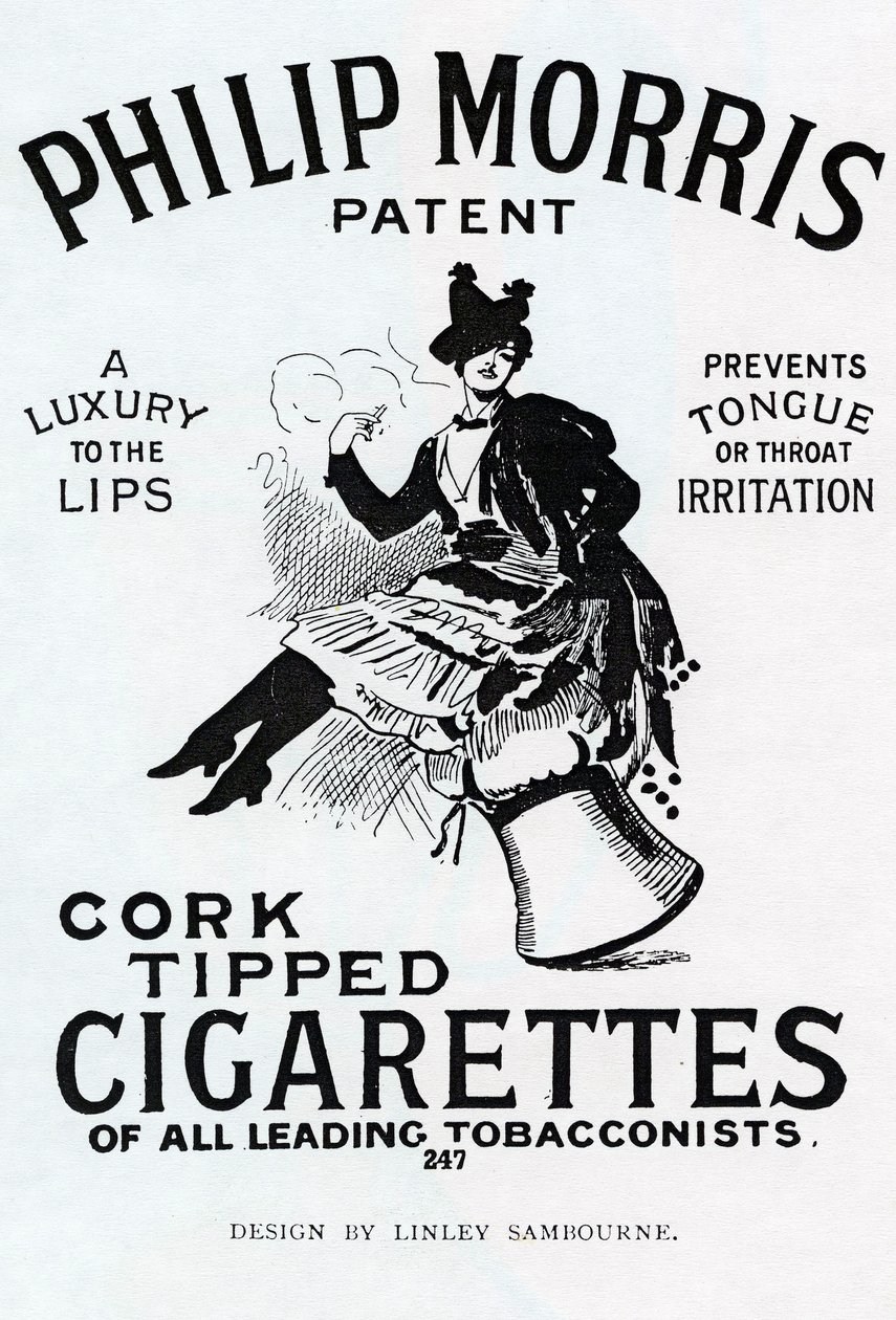 Plakat für Philip Morris Zigaretten, entworfen von Linsay Sambourne, 1896 von English School