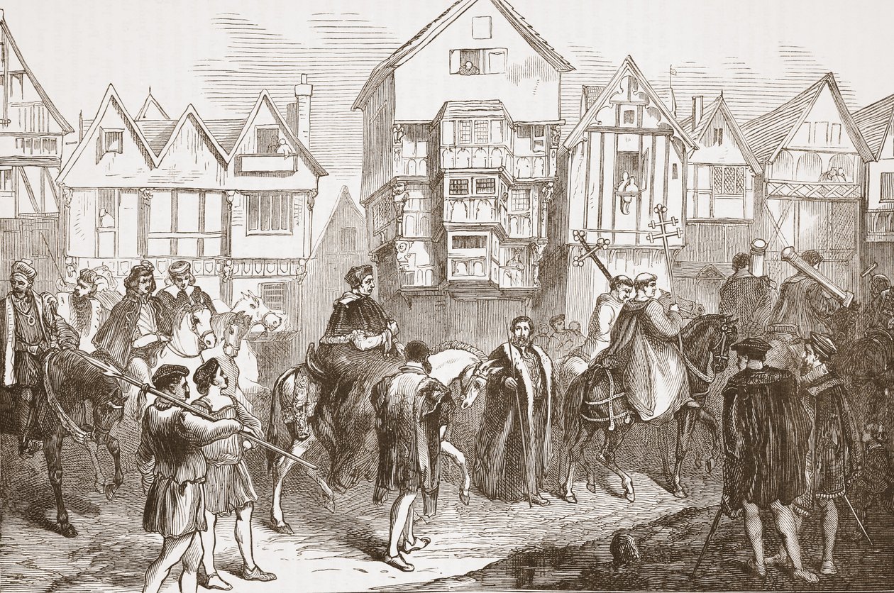 Prozession von Wolsey zur Westminster Hall, Illustration aus The History of Protestantism von James Aitken Wylie, veröffentlicht 1878 von English School