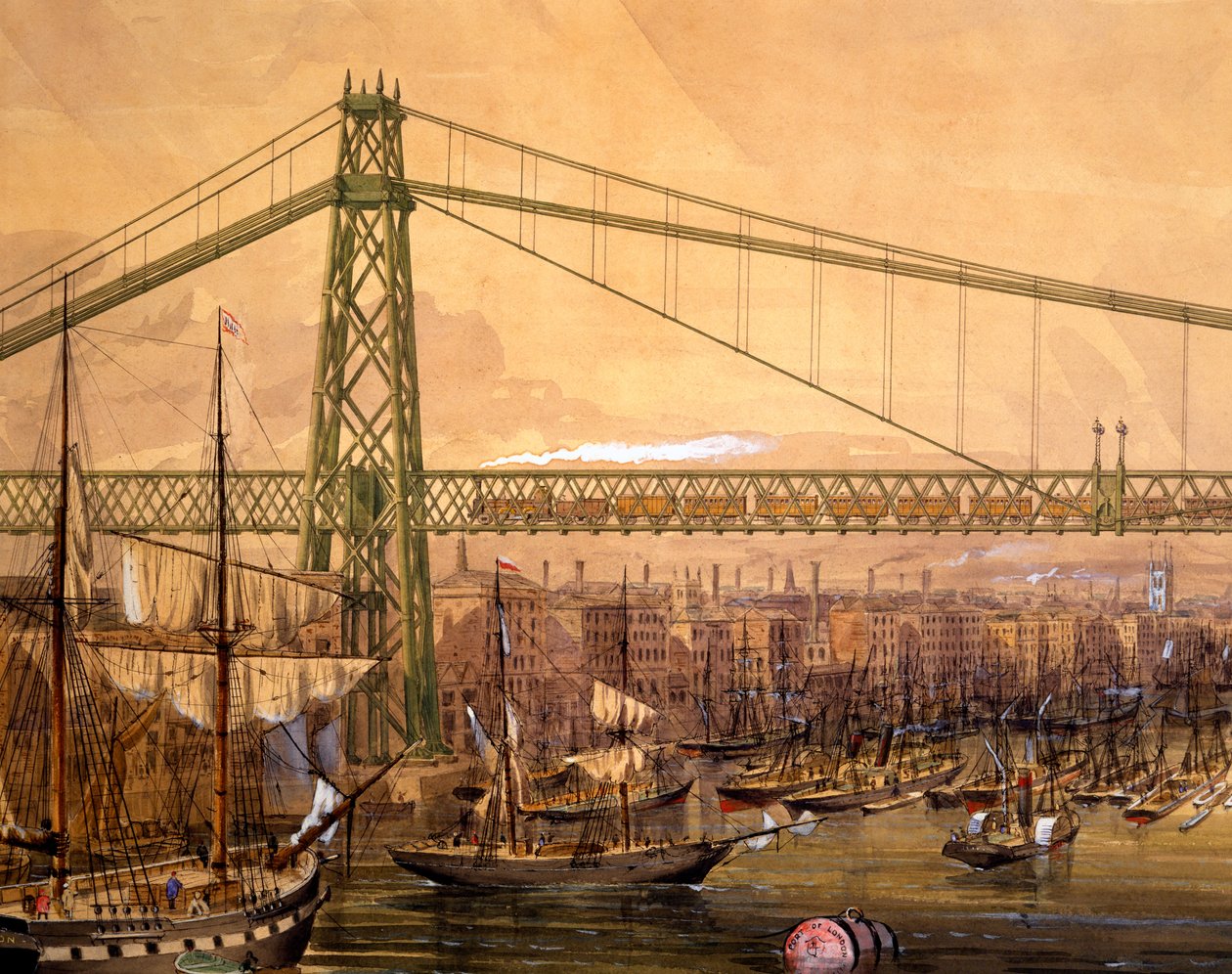 Vorgeschlagene Eisenbahnbrücke über die Themse, nahe dem Tower von English School