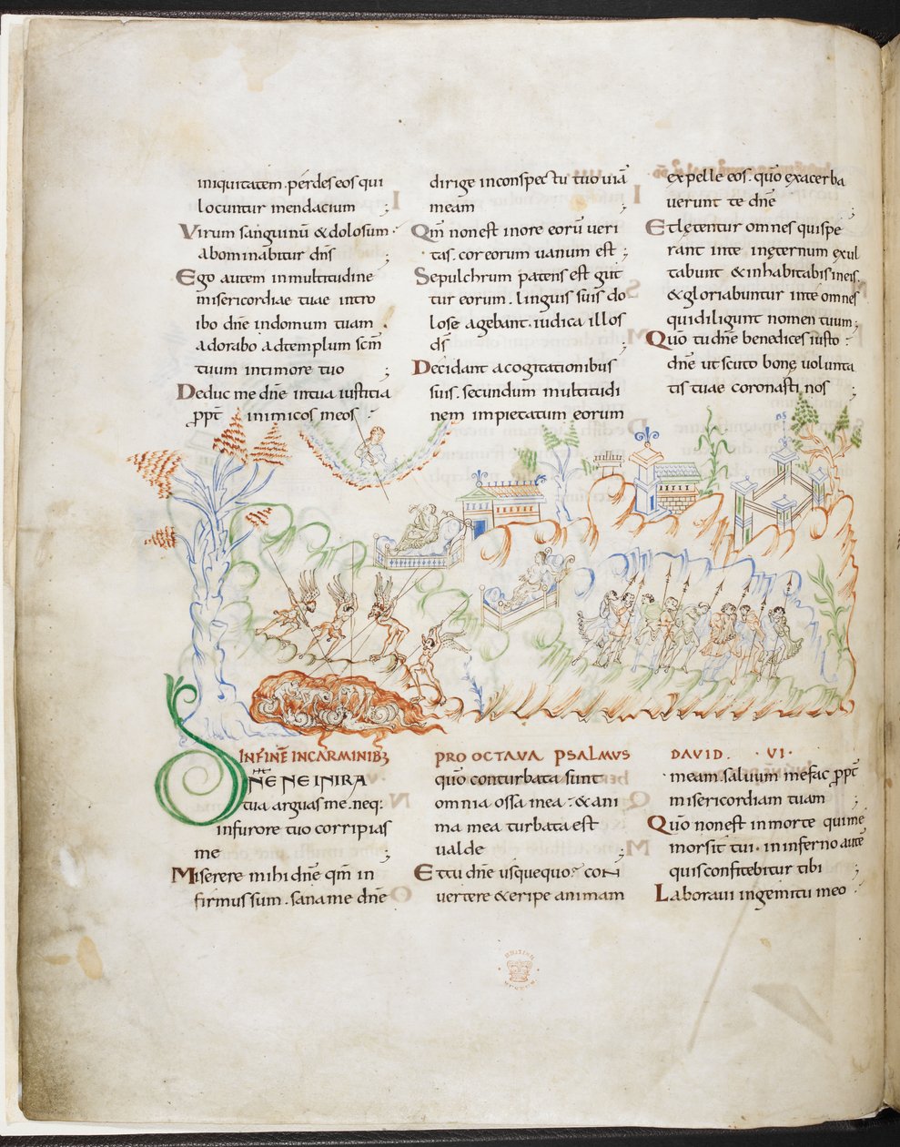 Psalm 6 aus dem Harley Psalter, Harley MS 603 f.3v von English School
