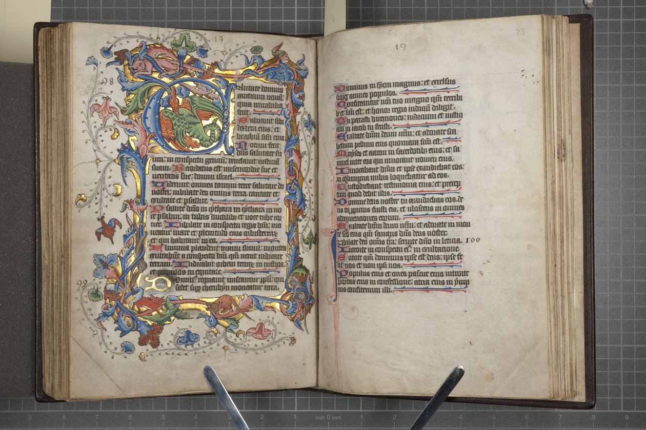 Psalter mit Sarum-Kalender, Fol 72 verso Fol 73 recto, ca. 1425-75 von English School