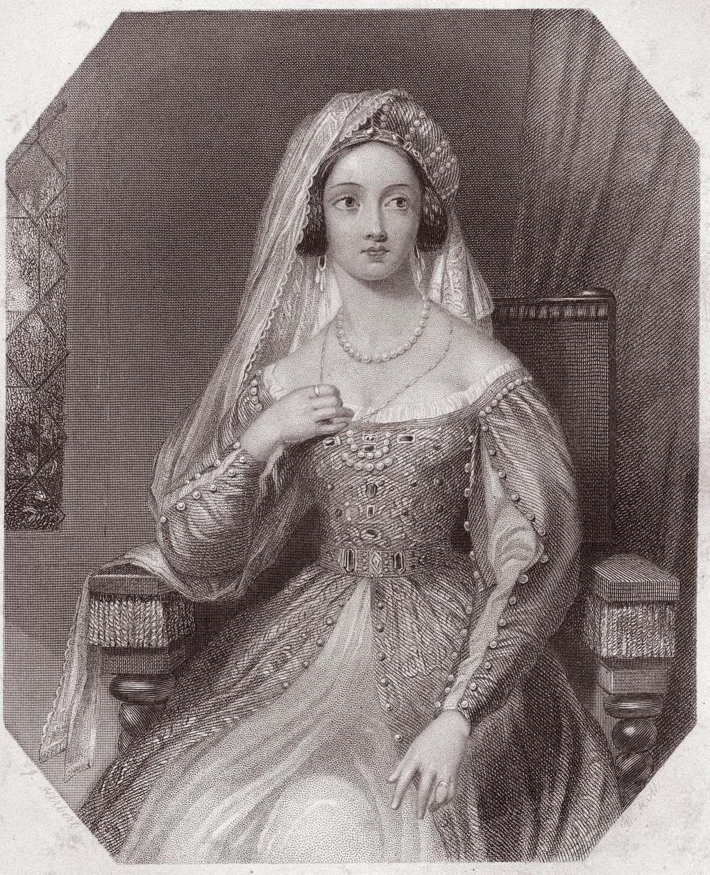 Königin Katharina von Aragon, Ehefrau von Heinrich VIII (Die berühmte Geschichte des Lebens von König Heinrich dem Achten) von English School