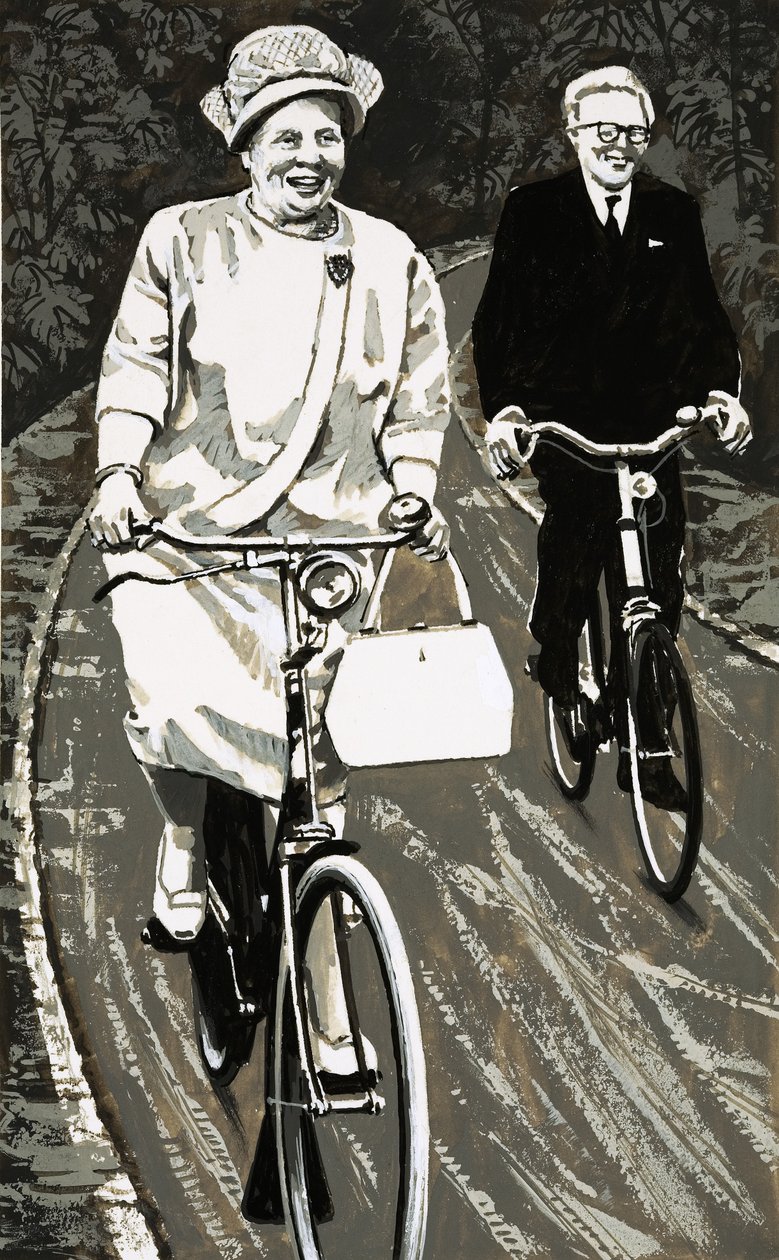 Königin Juliana von Holland auf einem Fahrrad von English School