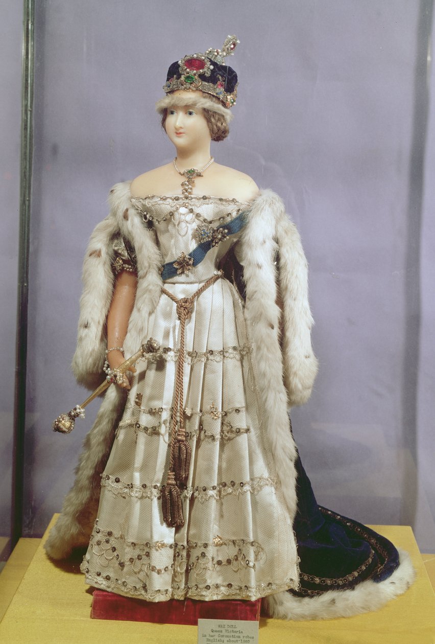 Königin Victoria (1819-1901) Puppe in ihren Krönungsroben, ca. 1840 von English School