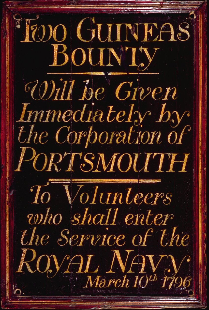 Rekrutierungsbrett für die Royal Navy, 10. März 1796 von English School