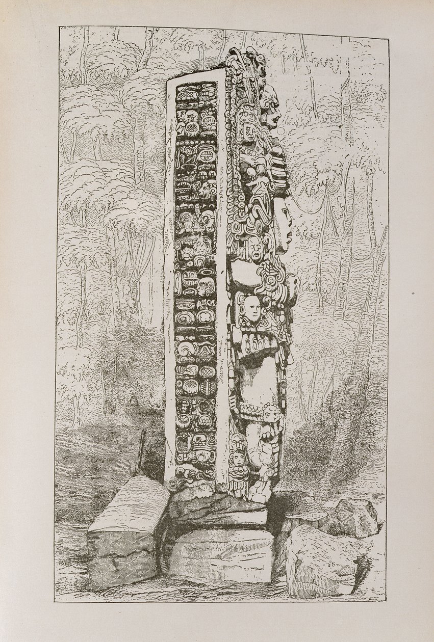 Darstellung von Maya-Hieroglyphen auf einer Stele, aus 