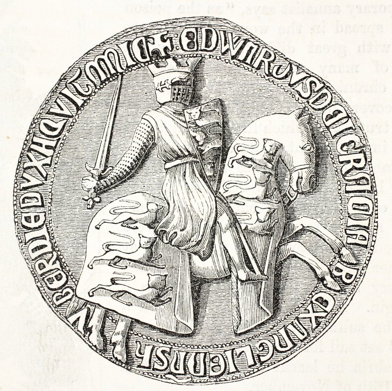 Rückseite des großen Siegels von Edward I von English School
