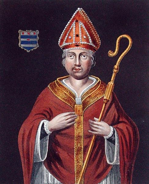 Richard Fleming (gest. 1431), nach einem Gemälde in der Bodleian Gallery (Farblithografie) von English School