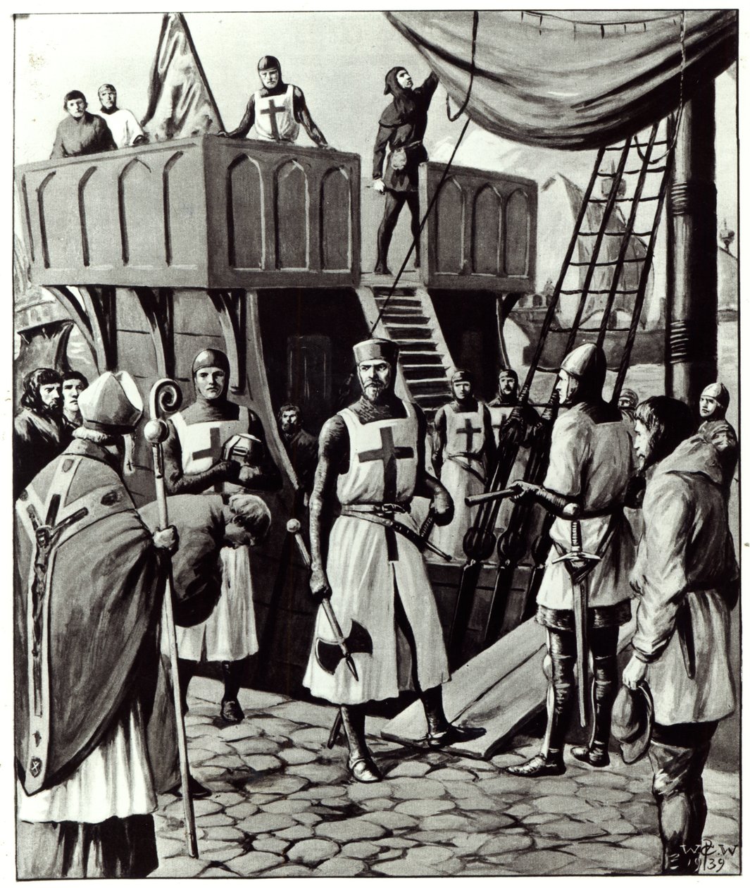 Richard I. segelt ins Heilige Land, 1939 von English School