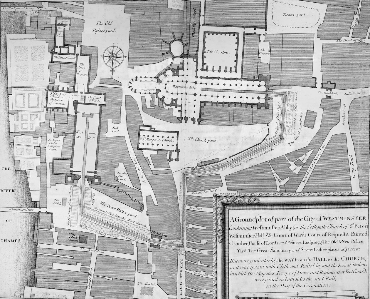 Route der Krönungsprozession von James II. von der Westminster Hall zur Westminster Abbey von English School