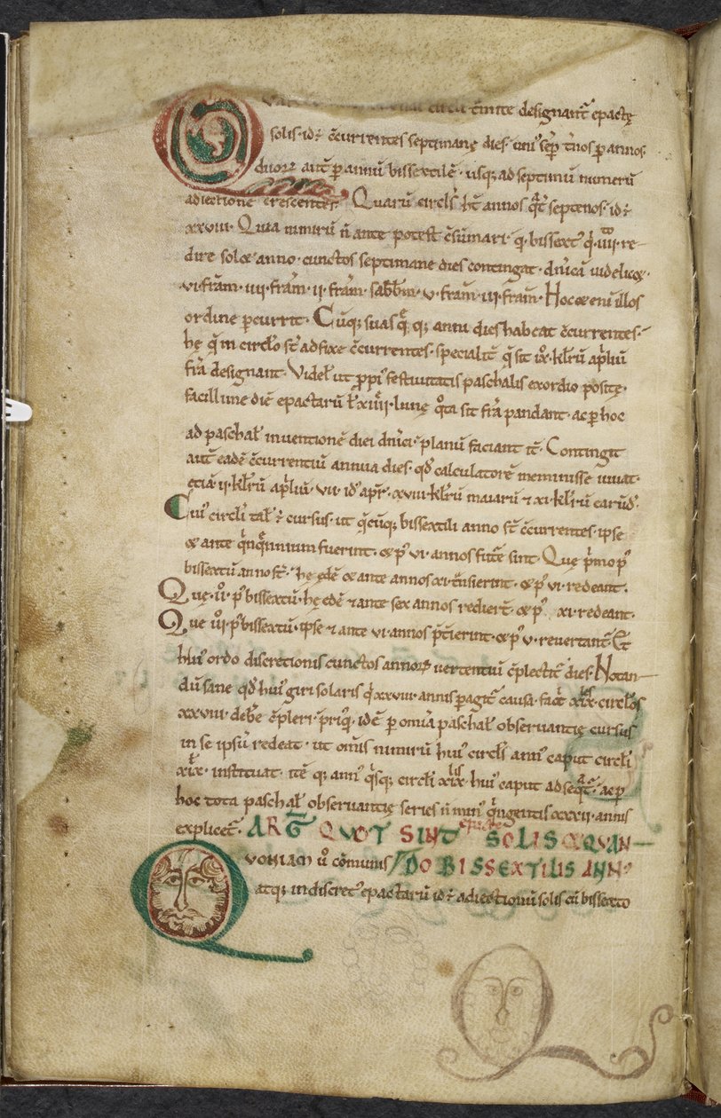 Königlich 13. A.XI, f.79v Menschliche Gesichter in Initialen, De temporum ratione, Beda der Ehrwürdige von English School