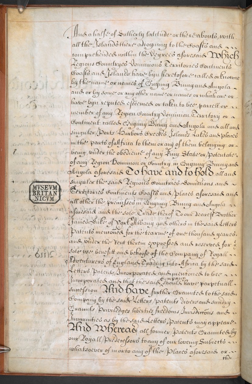 Königliche Charta, gewährt der Royal English Merchant Adventurers Company, die nach Afrika handelt von English School