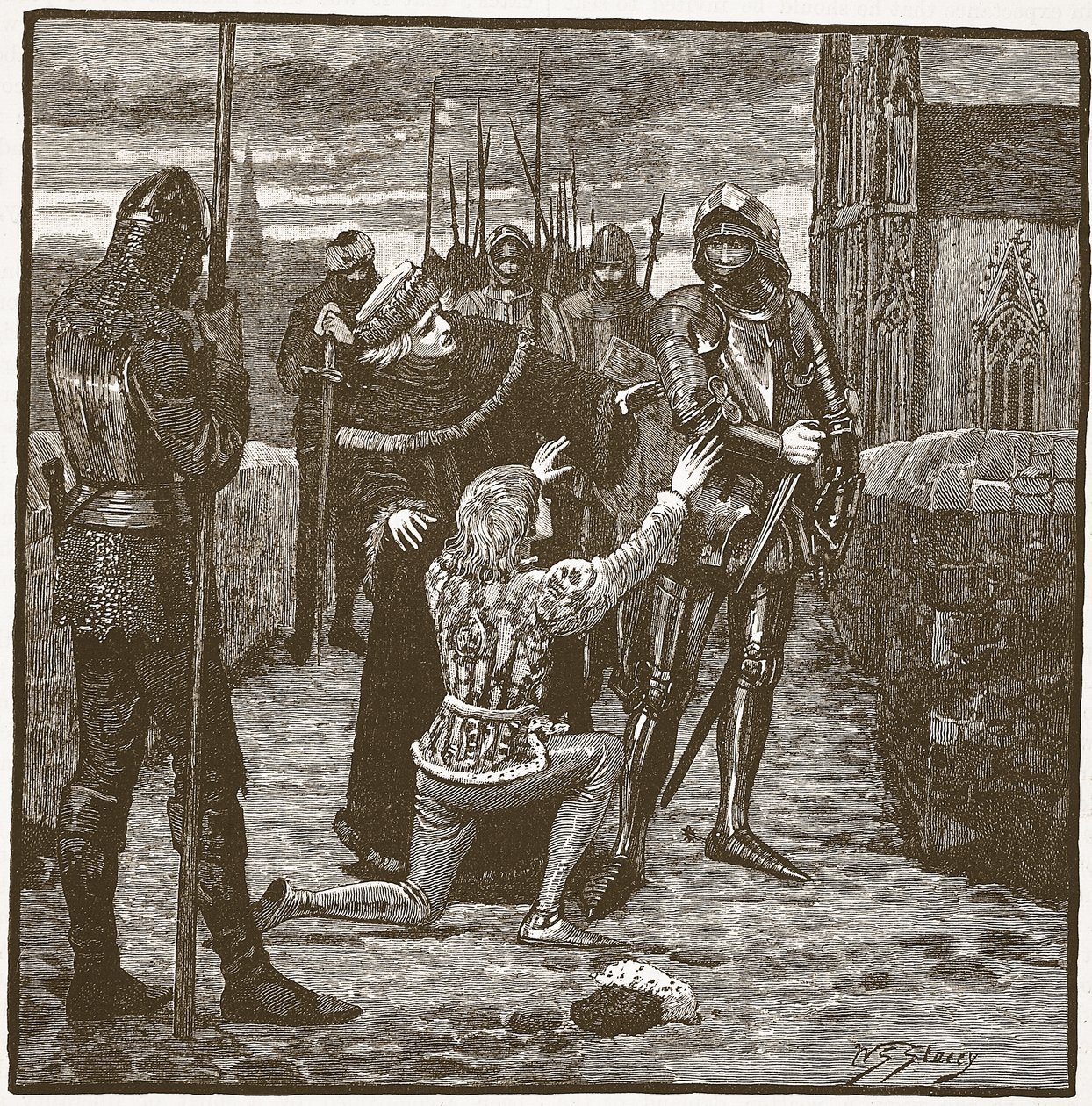 Rutland bittet Clifford um Gnade, Illustration aus Cassells Illustrierter Geschichte Englands von English School