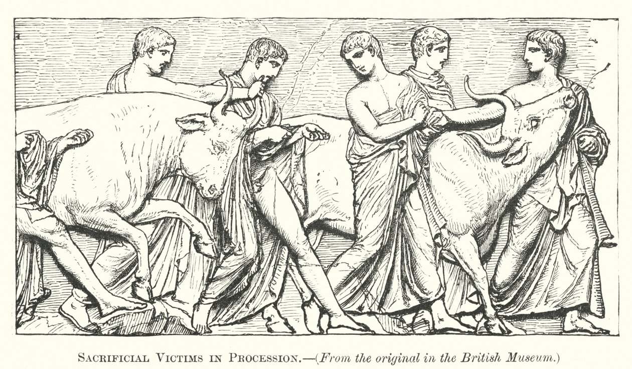 Opfer in Prozession (Gravur) von English School