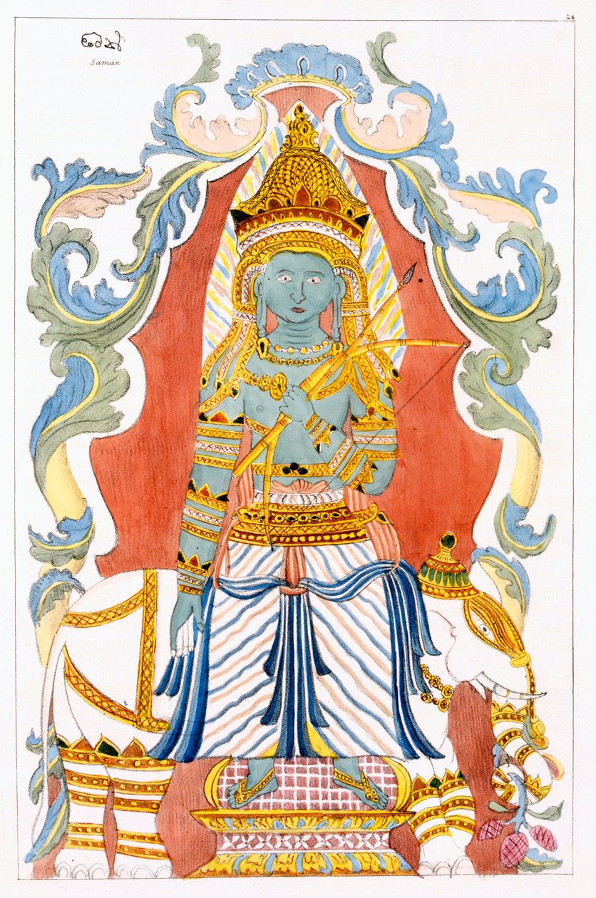 Saman Dewa Raja, die vier Hügelwächter, aus Die Geschichte und Lehre des Buddhismus von Edward Upham, 1829 von English School