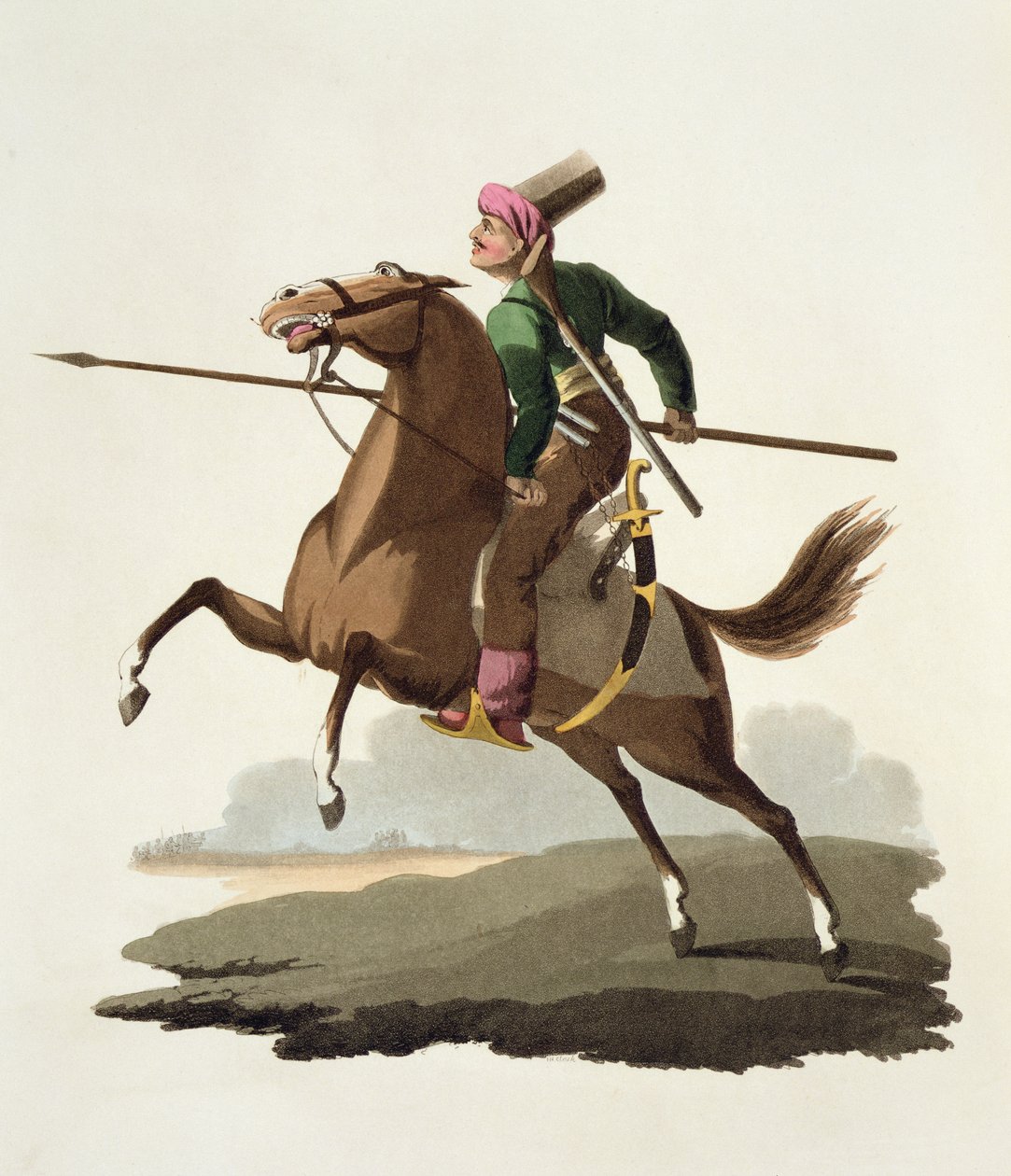 Saphir, aus Kostüme der verschiedenen Nationen, Band VII, Die Militäruniform der Türkei, von Thomas MacLean, veröffentlicht ca. 1800-18 von English School