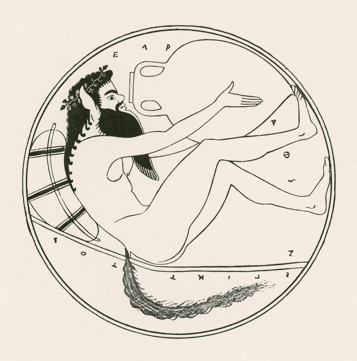 Satyr und Amphore (Gravur) von English School