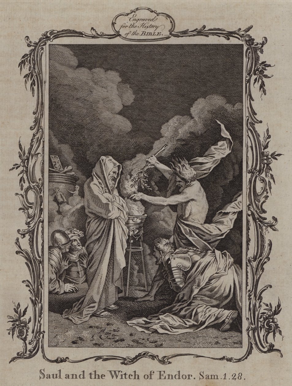 Saul und die Hexe von Endor (Gravur) von English School