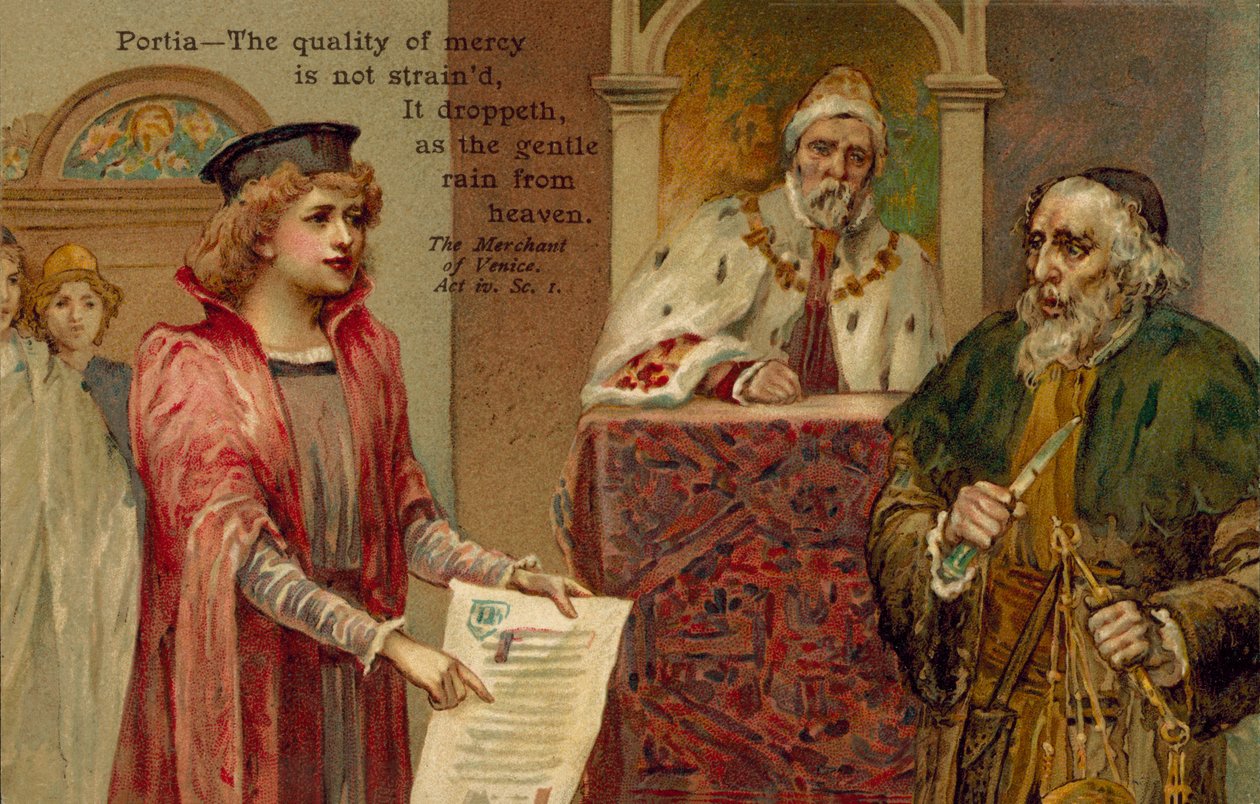Szene aus Der Kaufmann von Venedig von William Shakespeare von English School