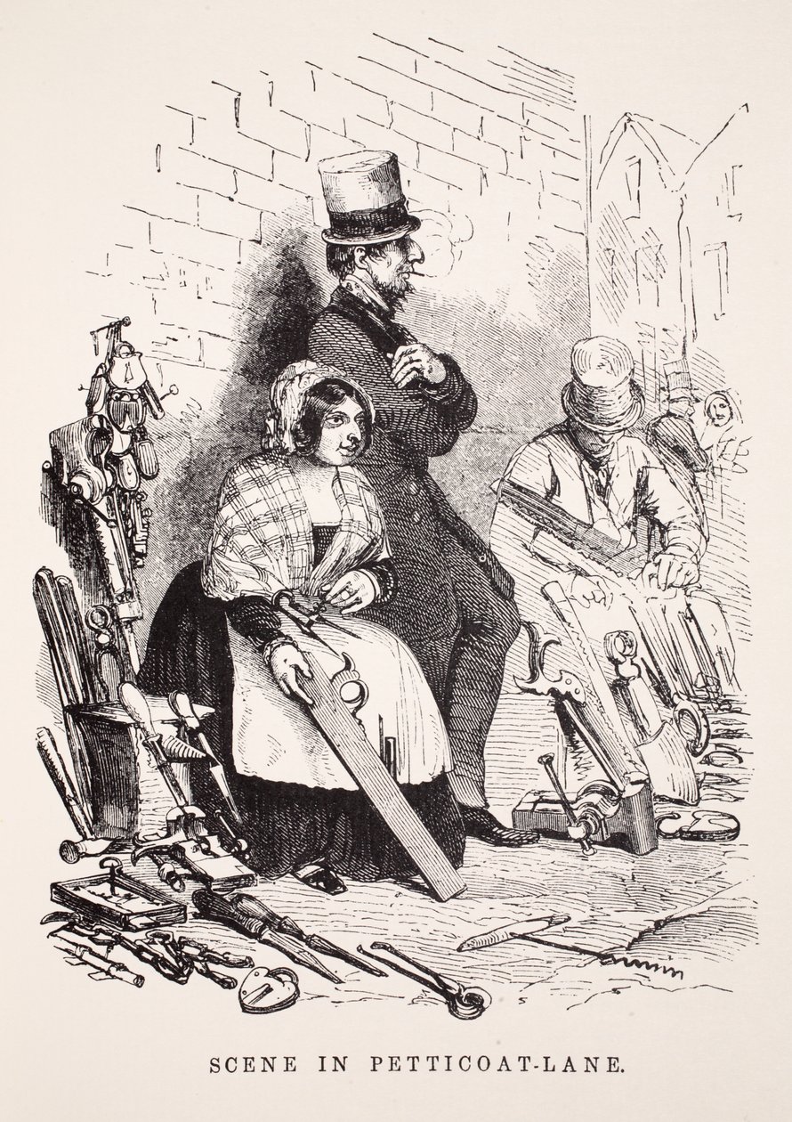 Szene in Petticoat-Lane, Illustration aus London Labour and London Poor von Henry Mayhew, veröffentlicht 1862 von English School