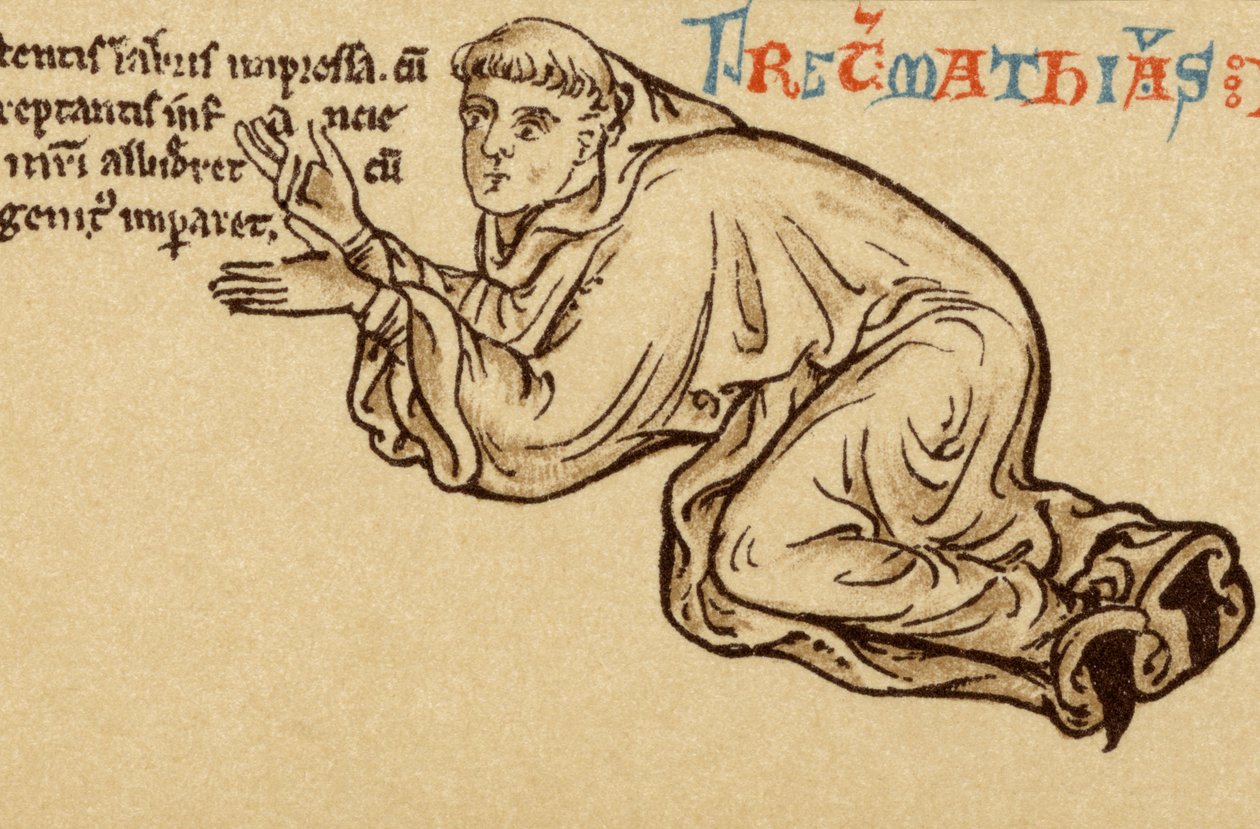Selbstporträt kniend zu Füßen der Jungfrau und des Kindes (Detail) von English School