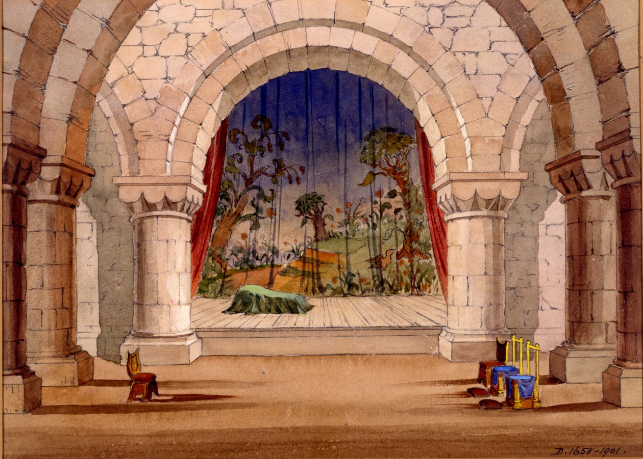 Bühnenbild für Hamlet von William Shakespeare, 1858 von English School