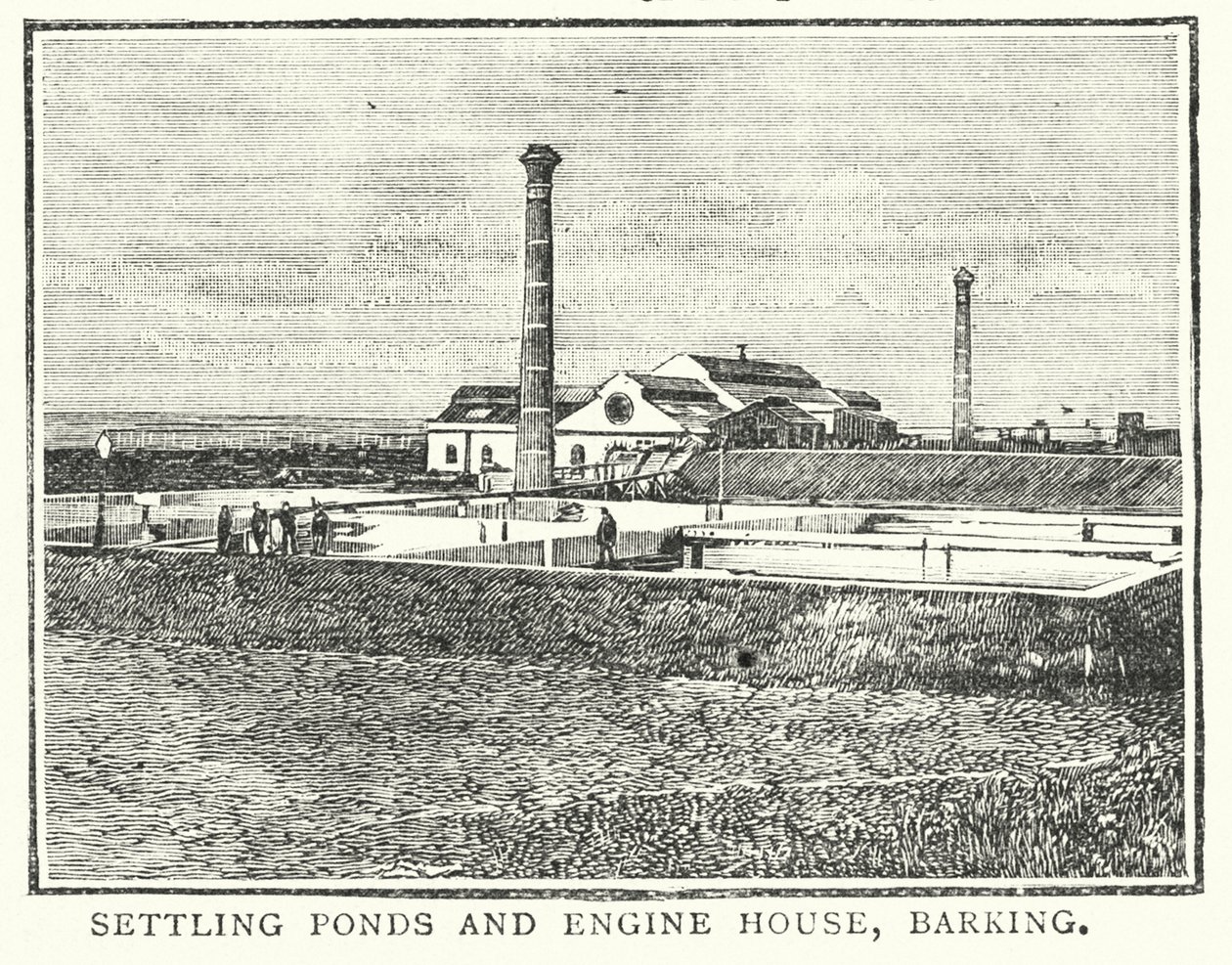 Absetzbecken und Maschinenhaus, Barking (Gravur) von English School
