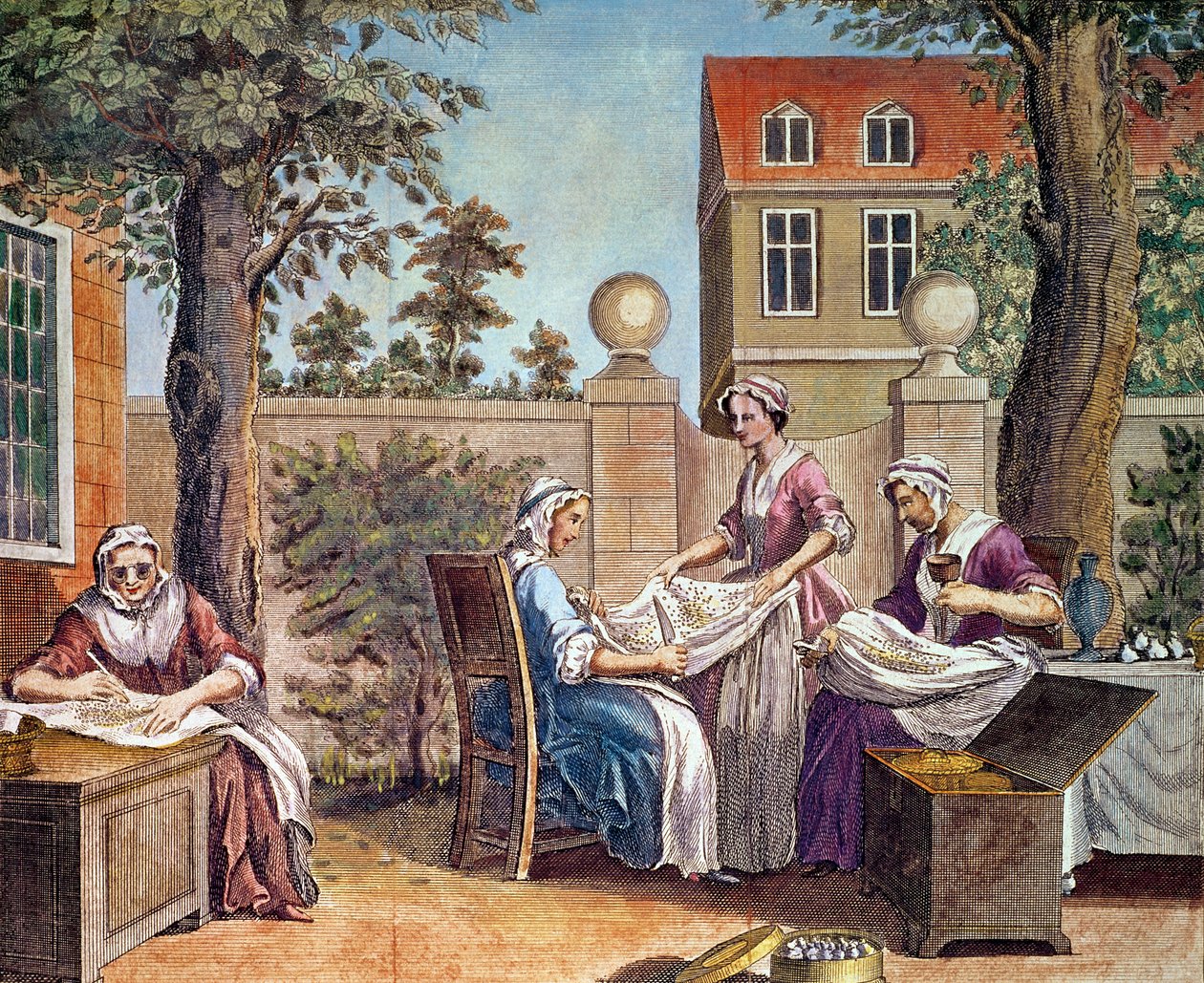 Seidenherstellung, graviert von J. Hinton für 